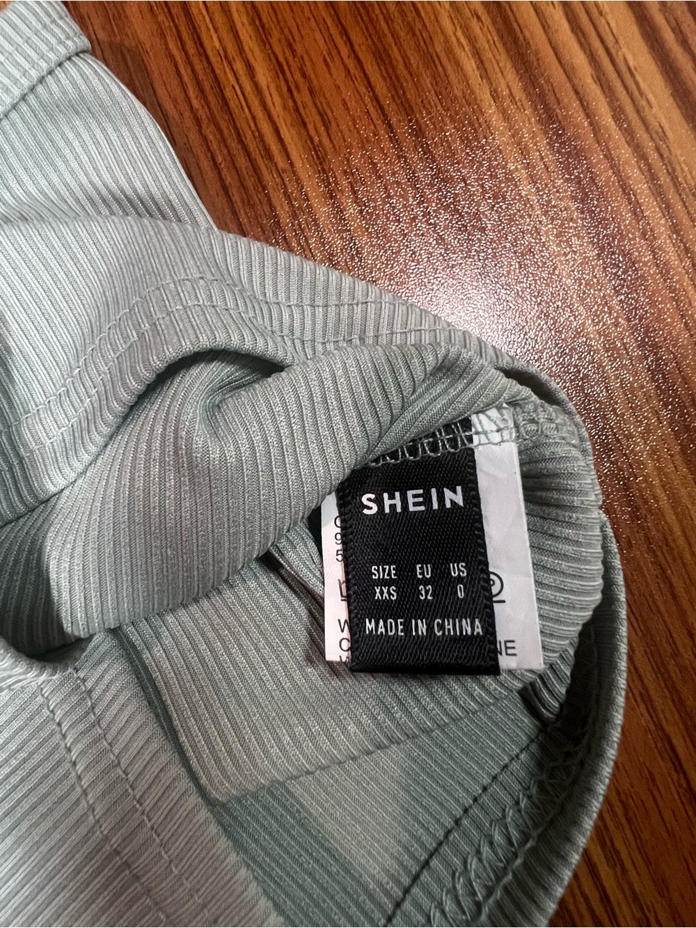 SHEIN Sage Green Ribbed Chemise Slip